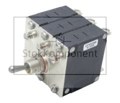 IUGN666-1REC4-63-30.0-A, Circuit Breaker, Magnetic, 3, 30A, Sealed Toggle, M4 Screw, Chrome, 6/32 Screw Panel Mount, Aux Switch 0.110 Q.C.