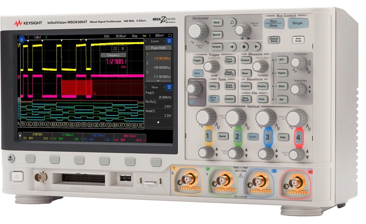 MSOX3054T, Mixed Signal Oscilloscope, 500 MHz, 4 Analog Plus 16 Digital Channels