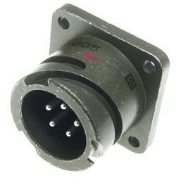 CA3102E20-22PBF80-05, Circular Connector, CA-B, Plug, Olive Drab Cadmium, Size 20, 3x16AWG+3x8AWG, Pin, Crimp, Rot N